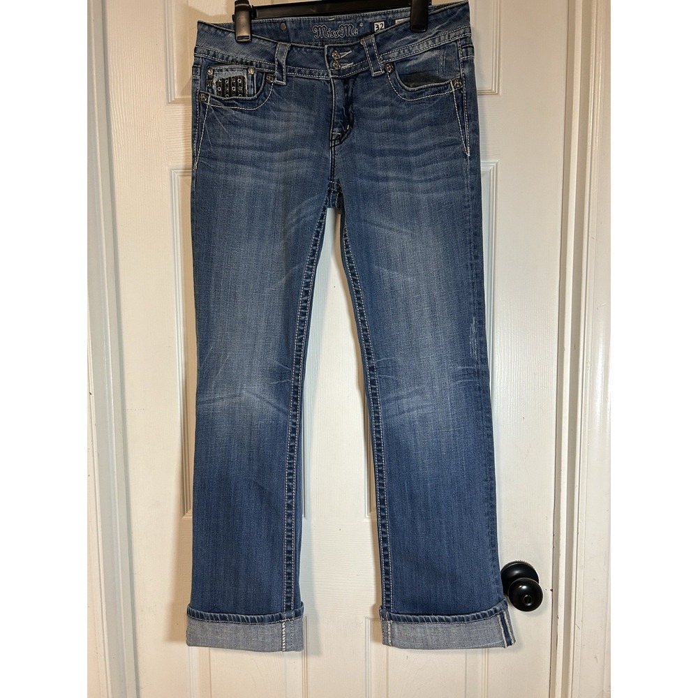 Miss Me Jeans Women's JP6046B/ Boot Jeans Size‎ 32 Rhinestone Flap Back Pockets